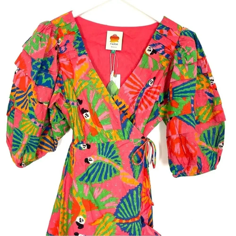 Farm Rio Macaw Ruffled Wrap Dress - Picture 4 of 14